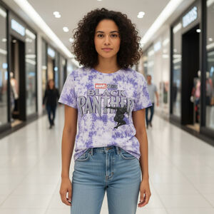 Women's Marvel Studios Black Panther Tie-Dye Short Sleeve Tee XXL Purple White